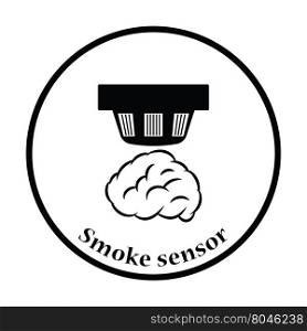 Smoke sensor icon. Thin circle design. Vector illustration.