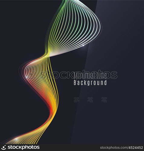 Smoke wave on dark background. Smoke colorful vector wave on dark background with glowing and effects