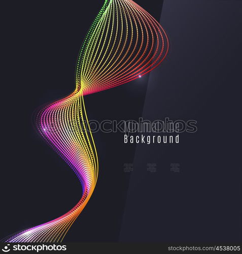 Smoke wave on dark background. Smoke colorful vector wave on dark background with glowing and effects