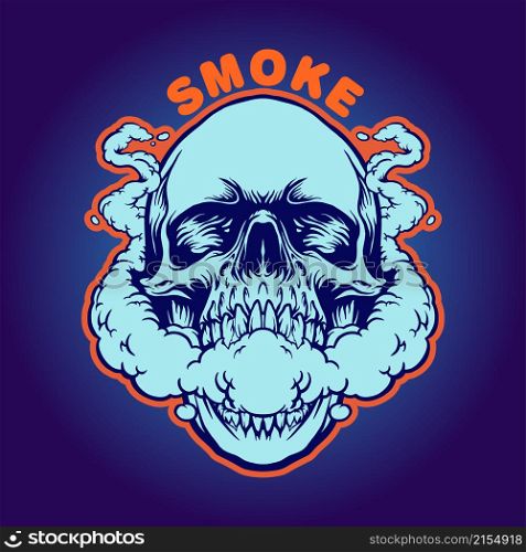 Smoke Weed Skull Silhouette Vector illustrations for your work Logo, mascot merchandise t-shirt, stickers and Label designs, poster, greeting cards advertising business company or brands.