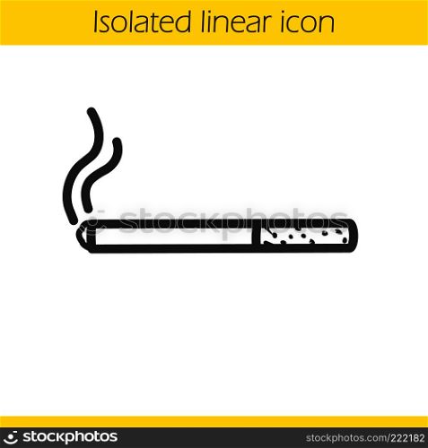 Smoked cigarette linear icon. Thin line illustration. Contour symbol. Vector isolated outline drawing. Smoked cigarette linear icon