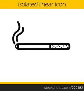 Smoked cigarette linear icon. Thin line illustration. Contour symbol. Vector isolated outline drawing. Smoked cigarette linear icon