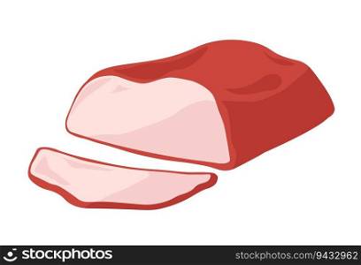 Smoked ham from butchery department store or shop, isolated meat product for cooking and preparing balanced meals and dishes. Delicious ingredient for breakfast or dinner. Vector in flat style. Meat product, smoked ham butchery department store