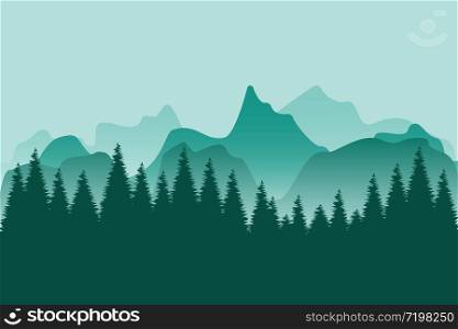 smokey mountain nature landscape forest silhouette vector illustration
