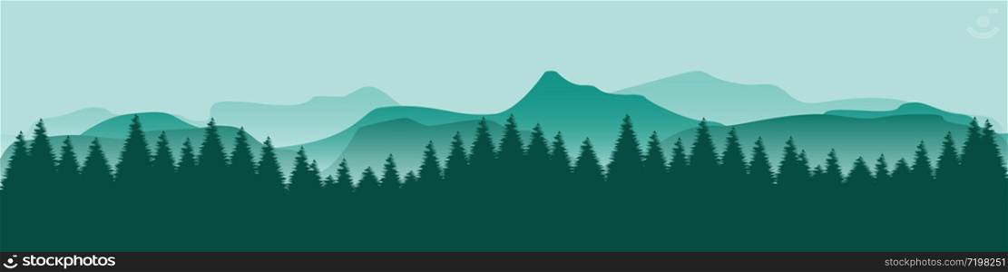 smokey mountain nature landscape forest silhouette vector illustration
