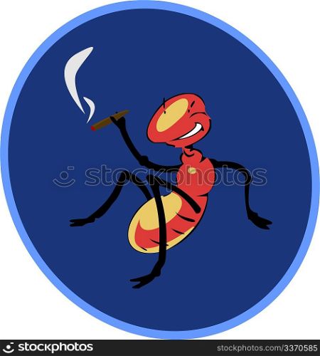 Smoking a cigar an insect sitting. Vector