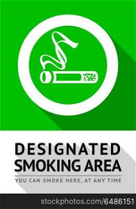 Smoking area poster. Smoking area new poster, vector illustration for print
