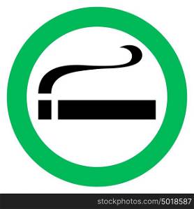 smoking area sign. Smoking area, green sign on a white background