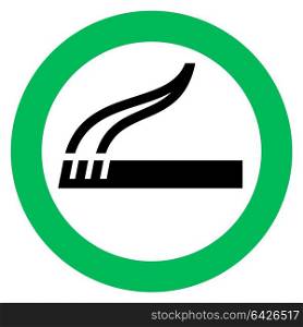 smoking area sign. Smoking area, green sign on a white background