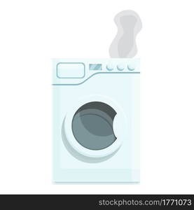 Smoking broken washing machine icon. Cartoon of Smoking broken washing machine vector icon for web design isolated on white background. Smoking broken washing machine icon, cartoon style