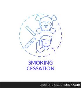 Smoking cessation concept icon. Tobacco quitting program idea thin line illustration. Alleviating symptoms. Workplace wellness. Nicotine replacement therapy. Vector isolated outline RGB color drawing. Smoking cessation concept icon