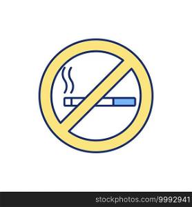 Smoking cessation RGB color icon. Nicotine replacement therapy. Damage to lungs. Avoiding harmful health consequences risk. Quitting smoking. Nicotine withdrawal. Isolated vector illustration. Smoking cessation RGB color icon