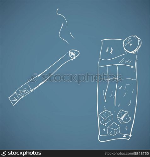 Smoking cigarette. A children&amp;#39;s sketch