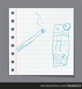 Smoking cigarette. A children&amp;#39;s sketch