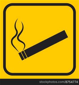 Smoking cigarette line icon on yellow background. Unhealthy, nicotine, smell. Addiction concept. Vector illustration can be used for topics like break, bad habit, tobacco
