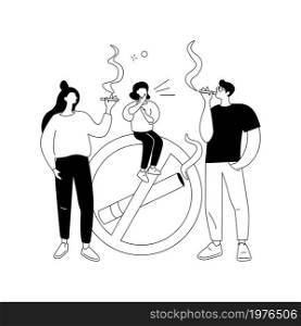 Smoking cigarettes abstract concept vector illustration. Quit smoking advice, cigarettes and tobacco products sale policy, nicotine addiction, health risk warning, prohibited abstract metaphor.. Smoking cigarettes abstract concept vector illustration.