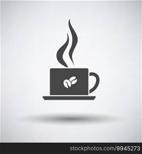 Smoking Cofee Cup Icon. Dark Gray on Gray Background With Round Shadow. Vector Illustration.