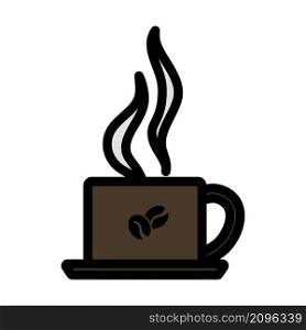 Smoking Cofee Cup Icon. Editable Bold Outline With Color Fill Design. Vector Illustration.