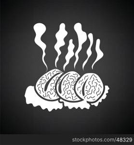 Smoking cutlet icon. Black background with white. Vector illustration.