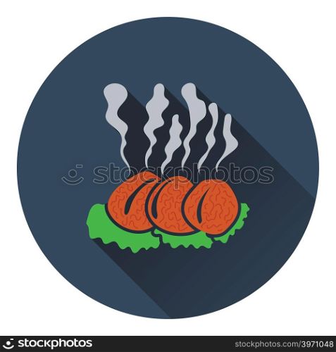 Smoking cutlet icon. Flat design. Vector illustration.