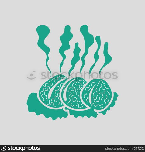 Smoking cutlet icon. Gray background with green. Vector illustration.