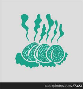 Smoking cutlet icon. Gray background with green. Vector illustration.