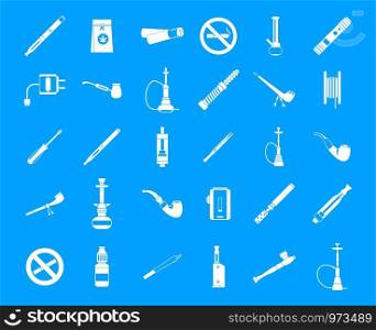 Smoking icon set. Simple set of smoking vector icons for web design isolated on blue background. Smoking icon blue set vector