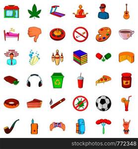Smoking icons set. Cartoon style of 36 smoking vector icons for web isolated on white background. Smoking icons set, cartoon style