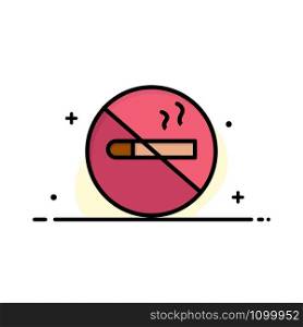 Smoking, No Smoking, Cigarette, Health Business Flat Line Filled Icon Vector Banner Template