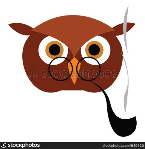 Smoking owl illustration vector on white background