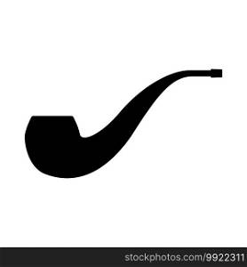 Smoking Pipe Icon. Black Glyph Design. Vector Illustration.