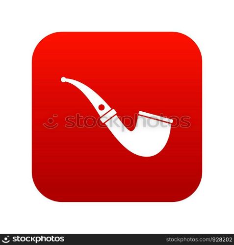 Smoking pipe icon digital red for any design isolated on white vector illustration. Smoking pipe icon digital red