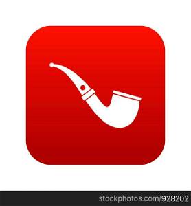 Smoking pipe icon digital red for any design isolated on white vector illustration. Smoking pipe icon digital red