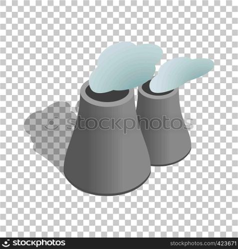 Smoking pipes of thermal power plant isometric icon 3d on a transparent background vector illustration. Smoking pipes of thermal power plant isometric