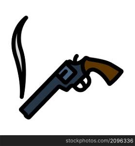 Smoking Revolver Icon. Editable Bold Outline With Color Fill Design. Vector Illustration.