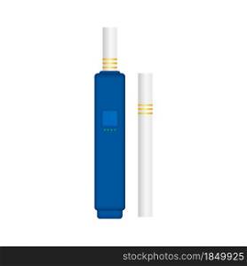 Smoking vs Vaping. Electronic Cigarette or Vaporizer Device and Tobacco Cigar. Vector illustration. Smoking vs Vaping. Electronic Cigarette or Vaporizer Device and Tobacco Cigar. Vector illustration.