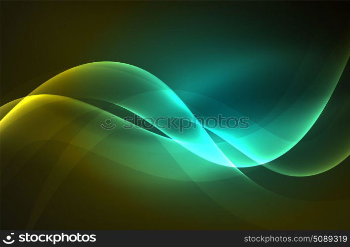 Smoky glowing waves in the dark. Smoky glowing waves in the dark, vector abstract background