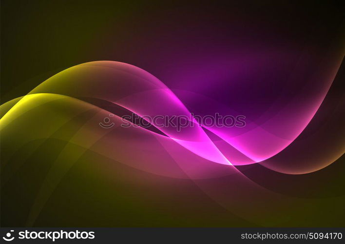 Smoky glowing waves in the dark. Smoky glowing waves in the dark, vector abstract background