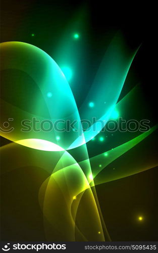 Smoky glowing waves in the dark. Smoky glowing waves in the dark, vector abstract background