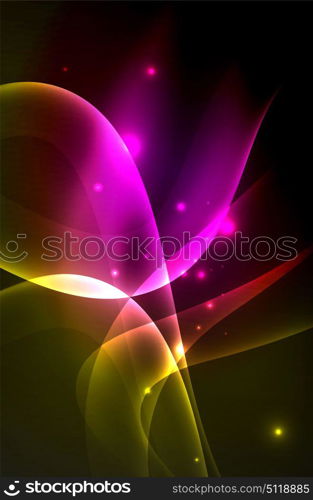 Smoky glowing waves in the dark. Smoky glowing waves in the dark, vector abstract background