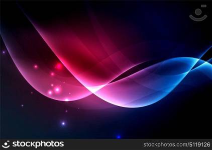 Smoky glowing waves in the dark. Smoky glowing waves in the dark, vector abstract background