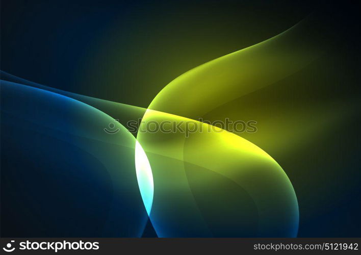 Smoky glowing waves in the dark. Smoky glowing waves in the dark, vector abstract background