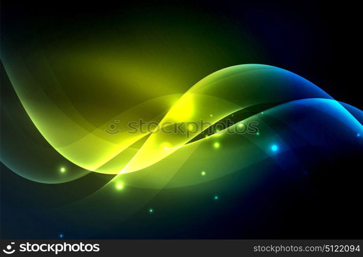 Smoky glowing waves in the dark. Smoky glowing waves in the dark, vector abstract background