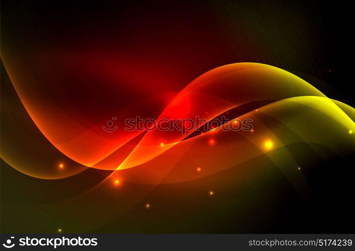 Smoky glowing waves in the dark. Smoky glowing waves in the dark, vector abstract background