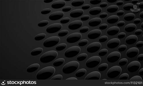 Smooth abstract pattern or background of holes and circles with shadows in black and gray