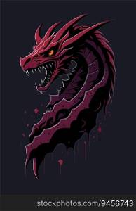 Smooth and Sharp  Monochromatic Red Dragon Illustration for T-Shirt Design