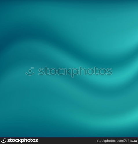 Smooth elegant silk or satin luxury cloth fabric blue turquoise wave background and texture with space for your text. Vector illustration.