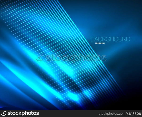 Smooth light effect, straight lines on glowing shiny neon dark background. Energy technology idea. Smooth light effect, straight lines on glowing shiny neon dark background. Energy technology idea. Vector illustration