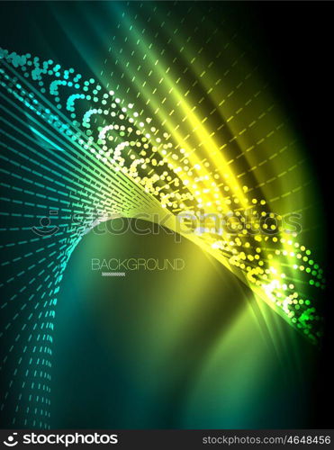 Smooth light effect, straight lines on glowing shiny neon dark background. Energy technology idea. Smooth light effect, straight lines on glowing shiny neon dark background. Energy technology idea. Vector illustration