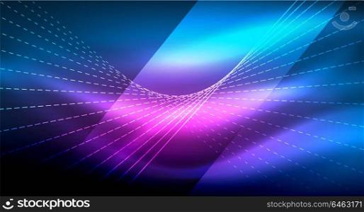 Smooth light effect, straight lines on glowing shiny neon dark background. Energy technology idea. Smooth light effect, straight lines on glowing shiny neon dark background. Energy technology idea. Vector illustration